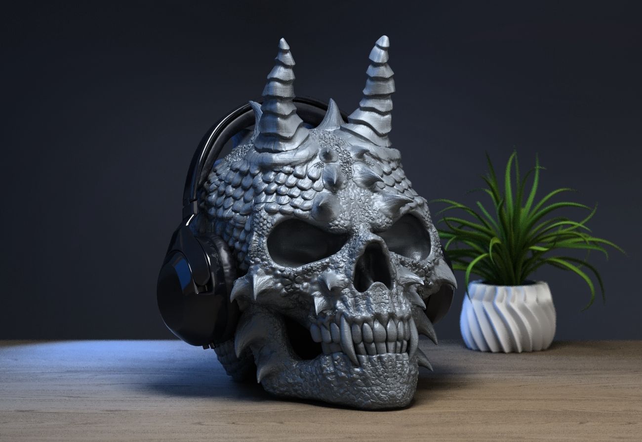 Skull Dragon Headphone Stand